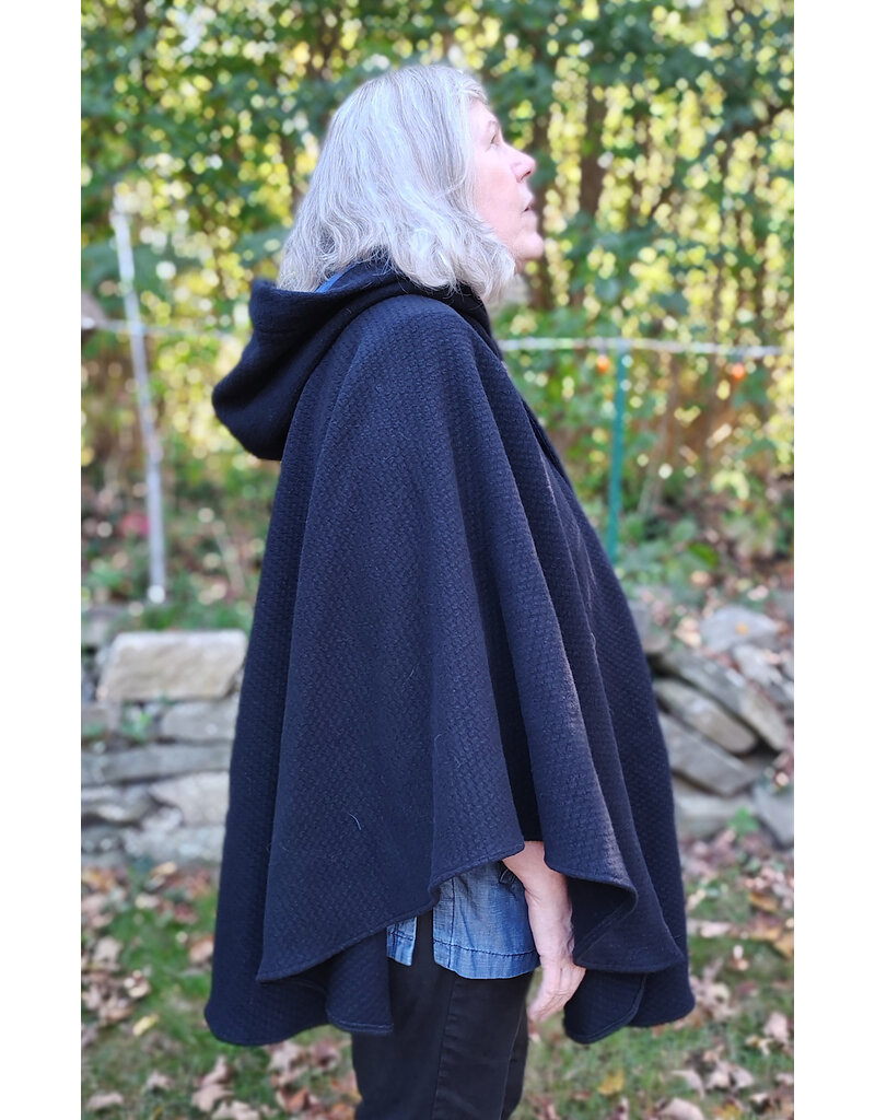 Cloakmakers.com 5859-Washable Midnight Blue Wool Cloak w/ Blue Hood Lining & Pockets