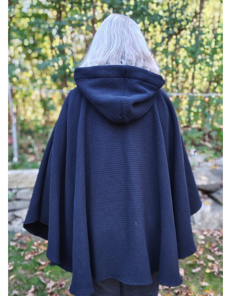 Cloakmakers.com 5859-Washable Midnight Blue Wool Cloak w/ Blue Hood Lining & Pockets