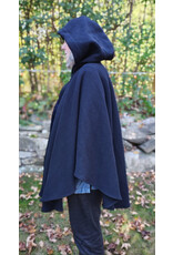 Cloakmakers.com 5859-Washable Midnight Blue Wool Cloak w/ Blue Hood Lining & Pockets