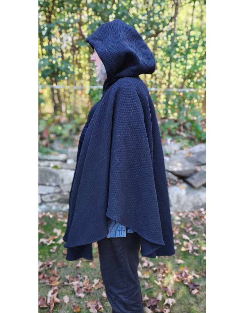 Cloakmakers.com 5859-Washable Midnight Blue Wool Cloak w/ Blue Hood Lining & Pockets