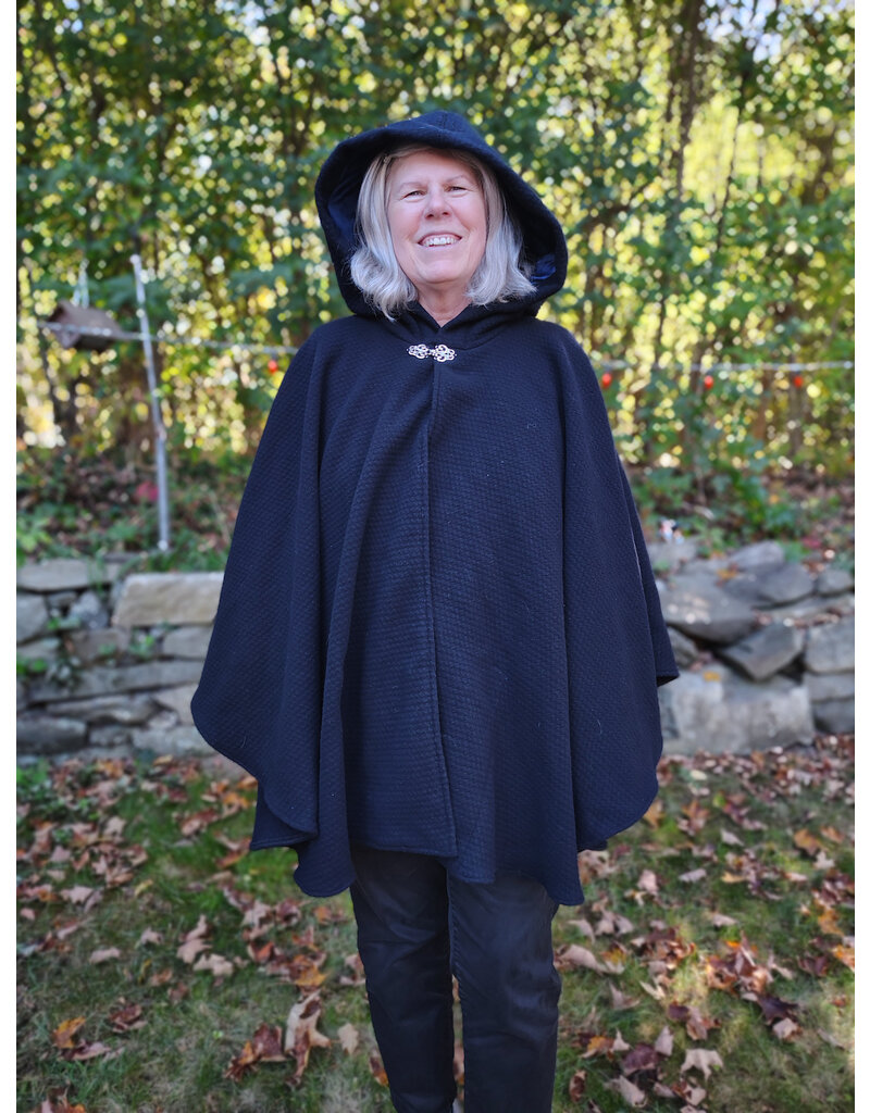 Cloakmakers.com 5859-Washable Midnight Blue Wool Cloak w/ Blue Hood Lining & Pockets