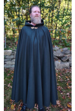 Cloakmakers.com 5860-Forest Green Wool Blend Cloak w/ Gold Multileaf Clasp & Brown Faux Suede Hood Lining