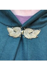Cloakmakers.com 5860-Forest Green Wool Blend Cloak w/ Gold Multileaf Clasp & Brown Faux Suede Hood Lining