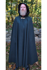 Cloakmakers.com 5860-Forest Green Wool Blend Cloak w/ Gold Multileaf Clasp & Brown Faux Suede Hood Lining
