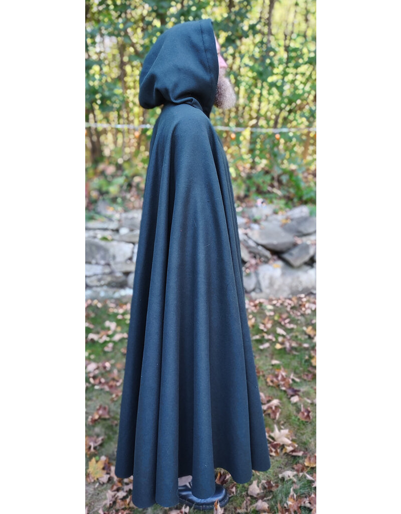 Cloakmakers.com 5860-Forest Green Wool Blend Cloak w/ Gold Multileaf Clasp & Brown Faux Suede Hood Lining