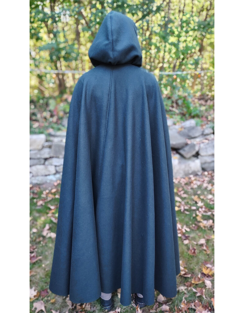 Cloakmakers.com 5860-Forest Green Wool Blend Cloak w/ Gold Multileaf Clasp & Brown Faux Suede Hood Lining