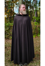 Cloakmakers.com 5862-Washable Dark Brown Lightweight Woven Wool Cloak w/ Olive Green Hood Lining