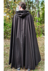 Cloakmakers.com 5862-Washable Dark Brown Lightweight Woven Wool Cloak w/ Olive Green Hood Lining