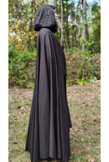 Cloakmakers.com 5862-Washable Dark Brown Lightweight Woven Wool Cloak w/ Olive Green Hood Lining