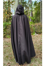 Cloakmakers.com 5862-Washable Dark Brown Lightweight Woven Wool Cloak w/ Olive Green Hood Lining