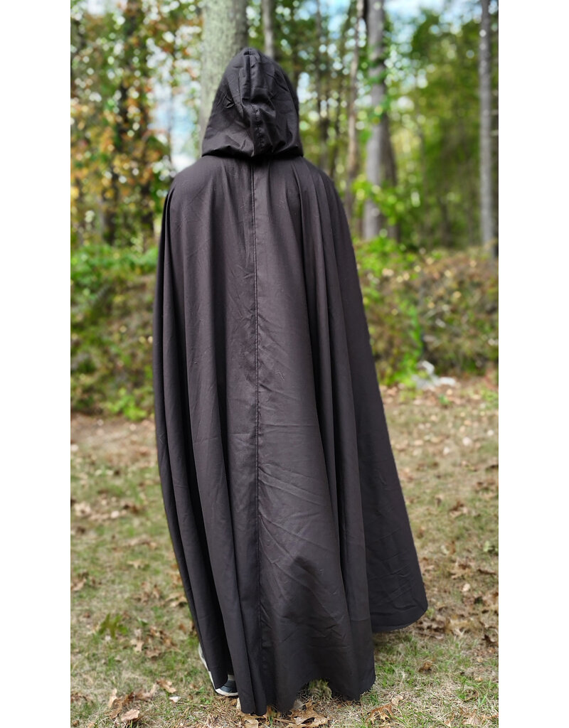 Cloakmakers.com 5862-Washable Dark Brown Lightweight Woven Wool Cloak w/ Olive Green Hood Lining