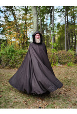 Cloakmakers.com 5862-Washable Dark Brown Lightweight Woven Wool Cloak w/ Olive Green Hood Lining