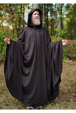 Cloakmakers.com 5862-Washable Dark Brown Lightweight Woven Wool Cloak w/ Olive Green Hood Lining