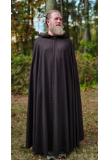 Cloakmakers.com 5862-Washable Dark Brown Lightweight Woven Wool Cloak w/ Olive Green Hood Lining