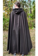 Cloakmakers.com 5862-Washable Dark Brown Lightweight Woven Wool Cloak w/ Olive Green Hood Lining