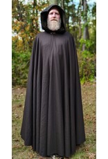 Cloakmakers.com 5862-Washable Dark Brown Lightweight Woven Wool Cloak w/ Olive Green Hood Lining