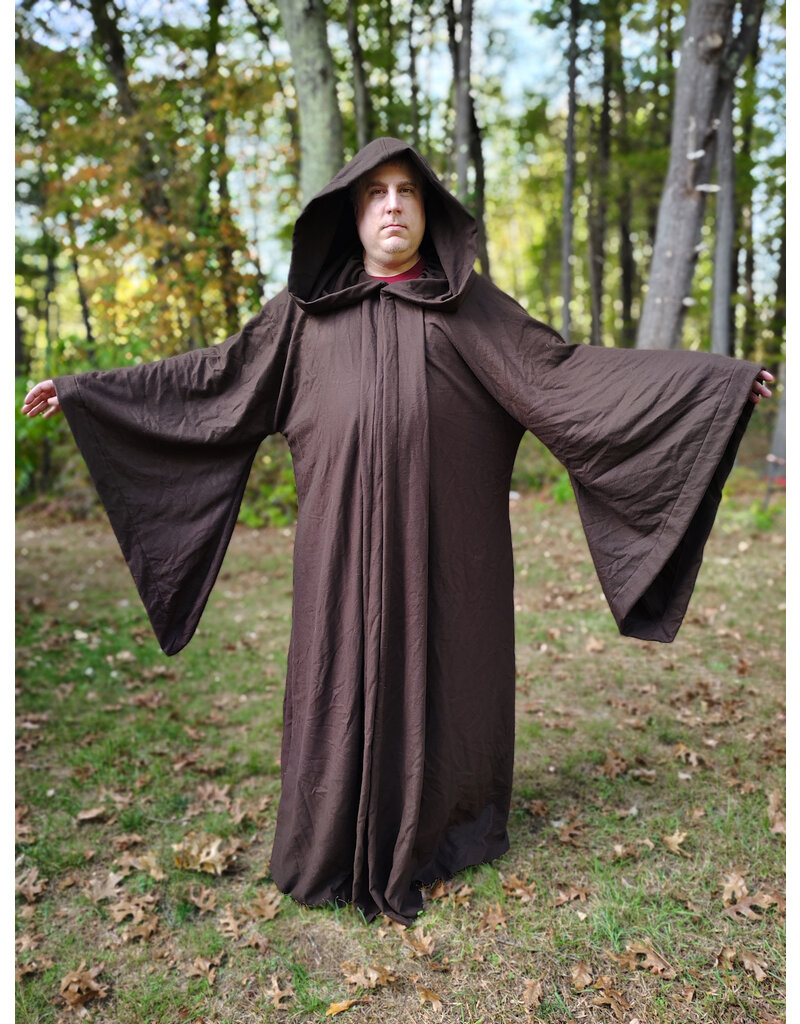 Cloakmakers.com R565-Washable Brown Wool Blend Robe w/ Hook & Eye Clasp and Drop Sleeves
