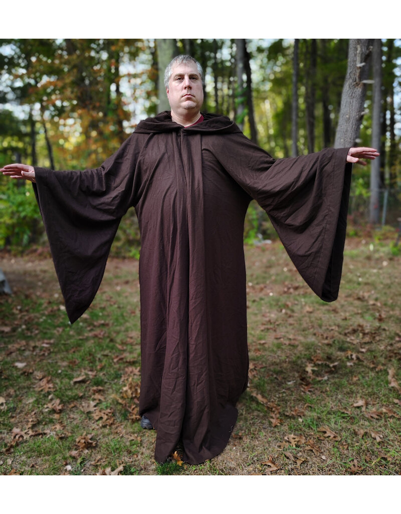 Cloakmakers.com R565-Washable Brown Wool Blend Robe w/ Hook & Eye Clasp and Drop Sleeves