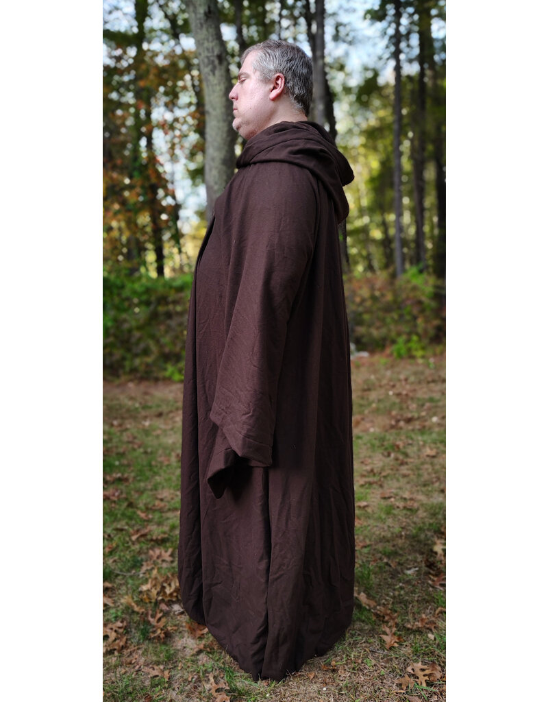 Cloakmakers.com R565-Washable Brown Wool Blend Robe w/ Hook & Eye Clasp and Drop Sleeves