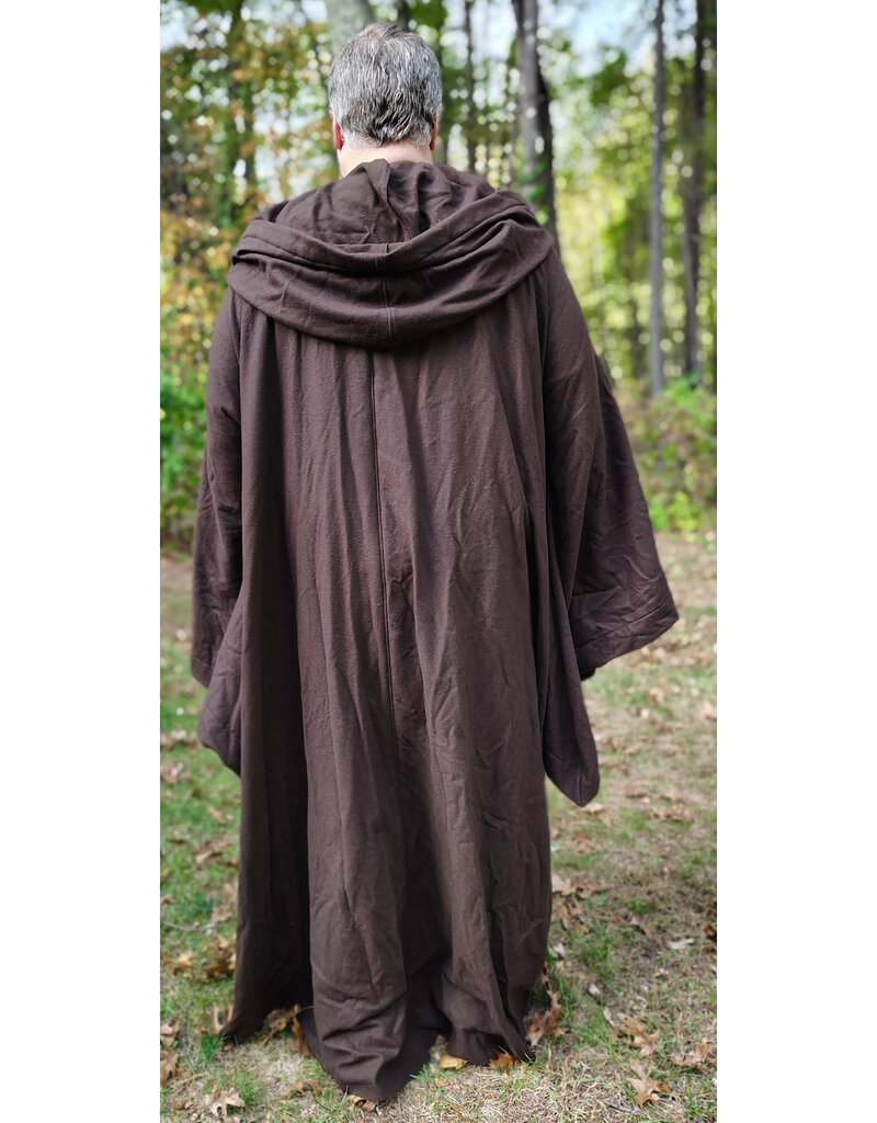 Cloakmakers.com R565-Washable Brown Wool Blend Robe w/ Hook & Eye Clasp and Drop Sleeves
