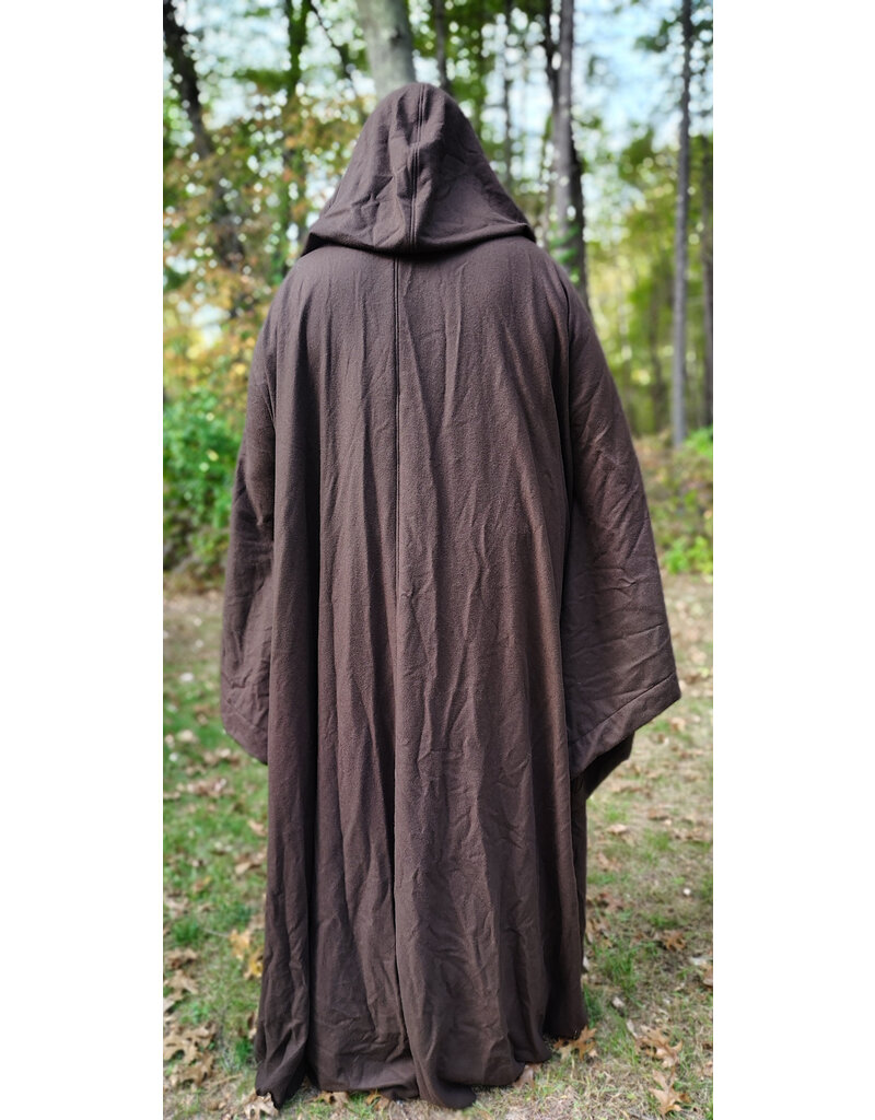 Cloakmakers.com R565-Washable Brown Wool Blend Robe w/ Hook & Eye Clasp and Drop Sleeves