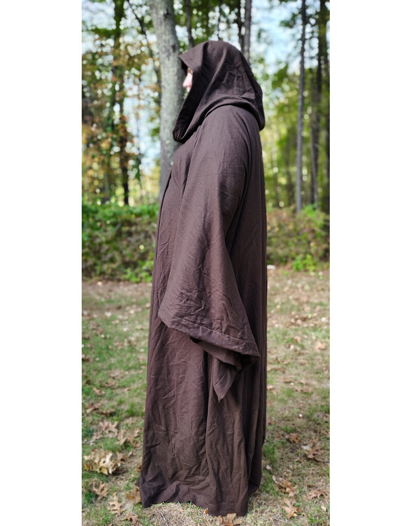 Cloakmakers.com R565-Washable Brown Wool Blend Robe w/ Hook & Eye Clasp and Drop Sleeves