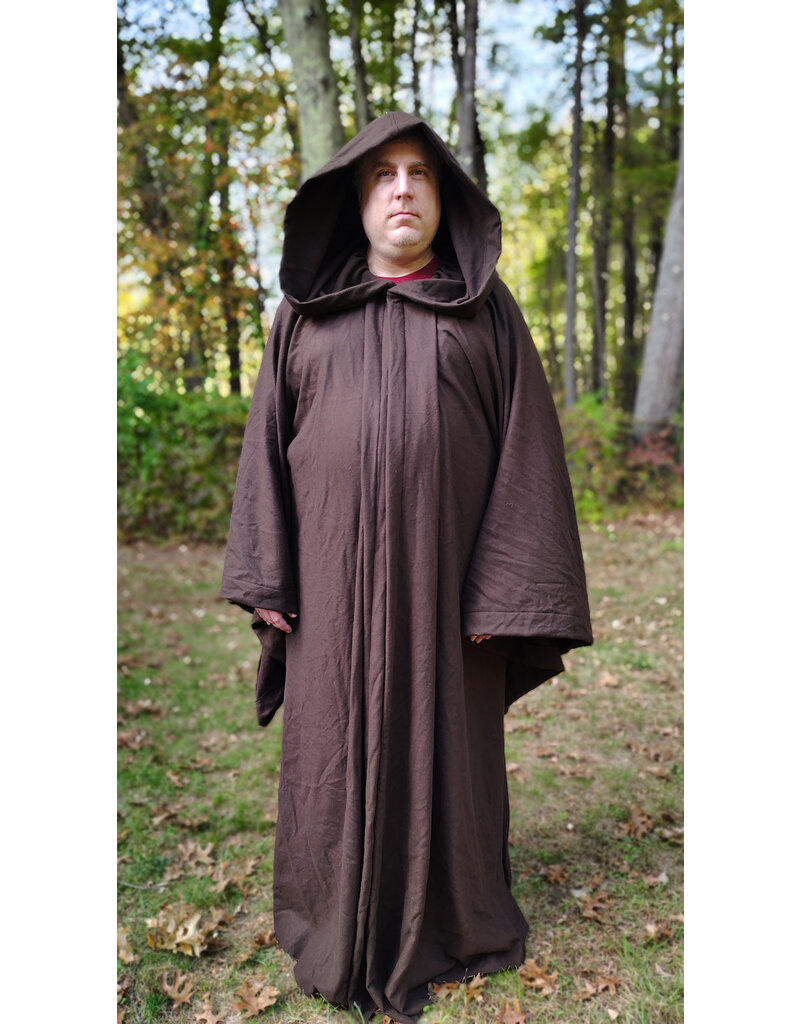 Cloakmakers.com R565-Washable Brown Wool Blend Robe w/ Hook & Eye Clasp and Drop Sleeves