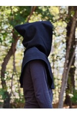 Cloakmakers.com H546-Washable Black Wool Hooded Cowl w/ Pointy Hood