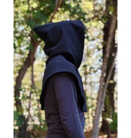 Cloakmakers.com H546-Washable Black Wool Hooded Cowl w/ Pointy Hood