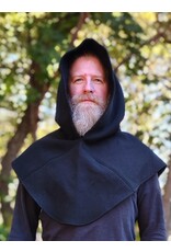 Cloakmakers.com H546-Washable Black Wool Hooded Cowl w/ Pointy Hood