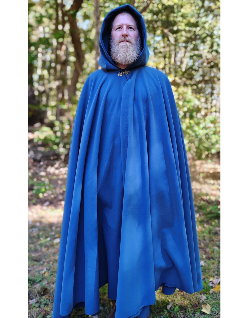Cloakmakers.com 5863-Washable Blue Powershield Fleece Cloak w/ Bronze Toned Clasp