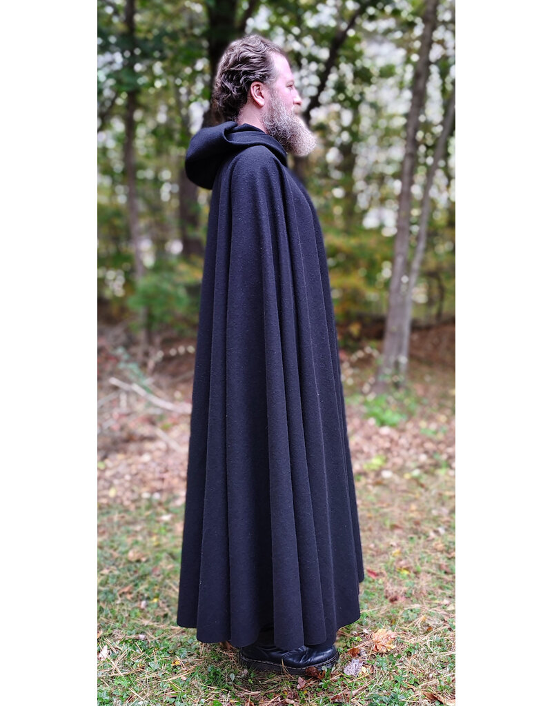Cloakmakers.com 5864-Washable Black Wool Cloak w/ Triple Medallion Clasp
