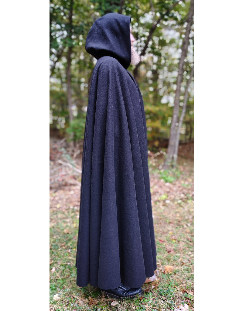 Cloakmakers.com 5864-Washable Black Wool Cloak w/ Triple Medallion Clasp