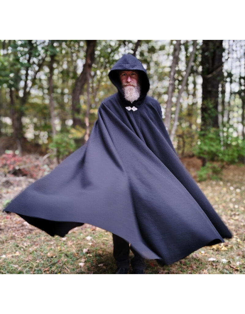 Cloakmakers.com 5864-Washable Black Wool Cloak w/ Triple Medallion Clasp