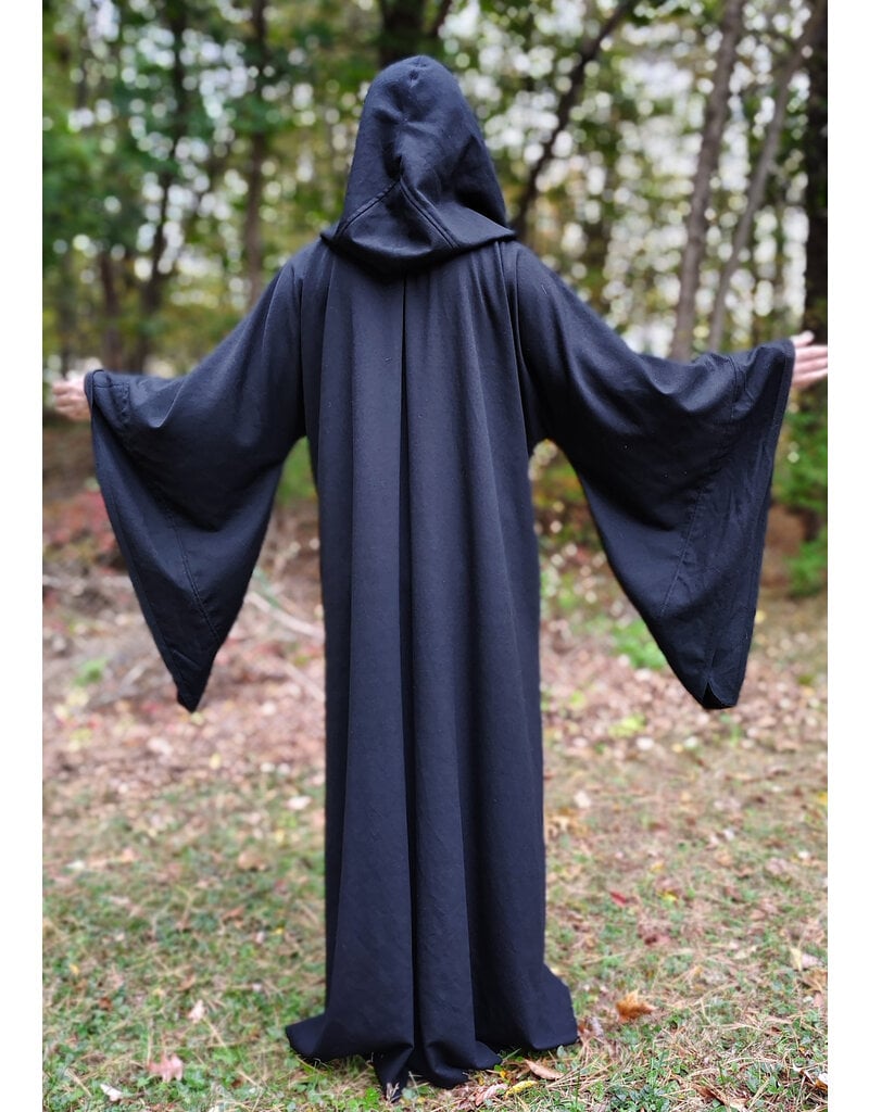Cloakmakers.com R566-Washable Black Wool Robe w/ Drop Sleeve & Pockets