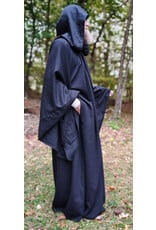 Cloakmakers.com R566-Washable Black Wool Robe w/ Drop Sleeve & Pockets