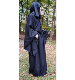 Cloakmakers.com R566-Washable Black Wool Robe w/ Drop Sleeve & Pockets