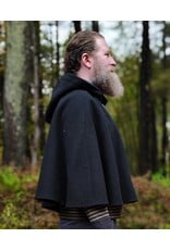 Cloakmakers.com 5608-Washable Wool Black Cloak w/ Blue Moleskin Hood Lining & Pockets