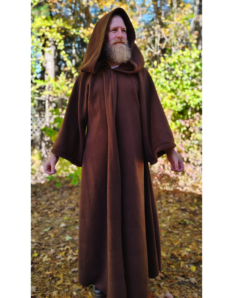 Cloakmakers.com R567-Washable Brown Fleece Robe w/ Hook & Eye Closure