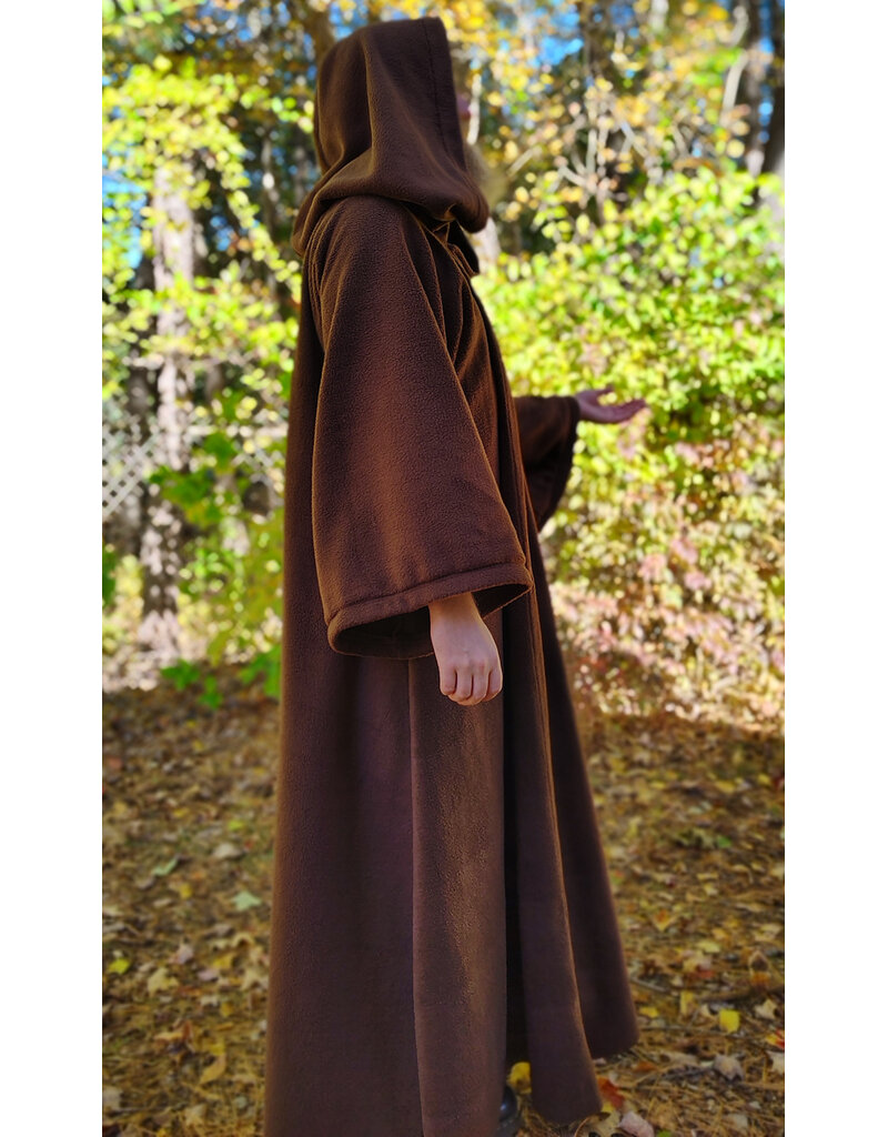 Cloakmakers.com R567-Washable Brown Fleece Robe w/ Hook & Eye Closure