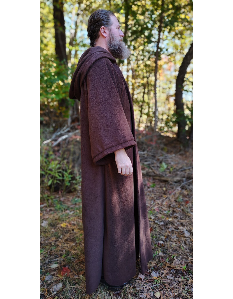 Cloakmakers.com R567-Washable Brown Fleece Robe w/ Hook & Eye Closure