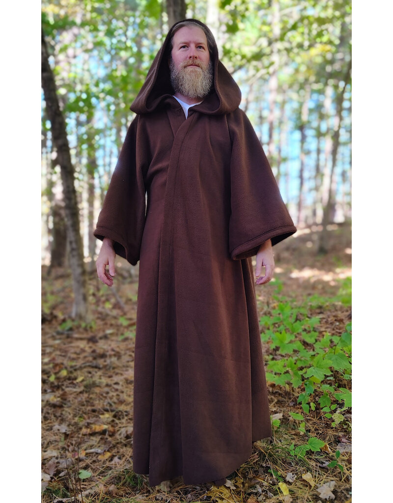 Cloakmakers.com R567-Washable Brown Fleece Robe w/ Hook & Eye Closure