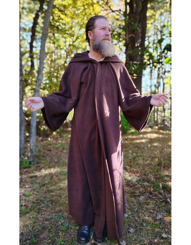 Cloakmakers.com R567-Washable Brown Fleece Robe w/ Hook & Eye Closure