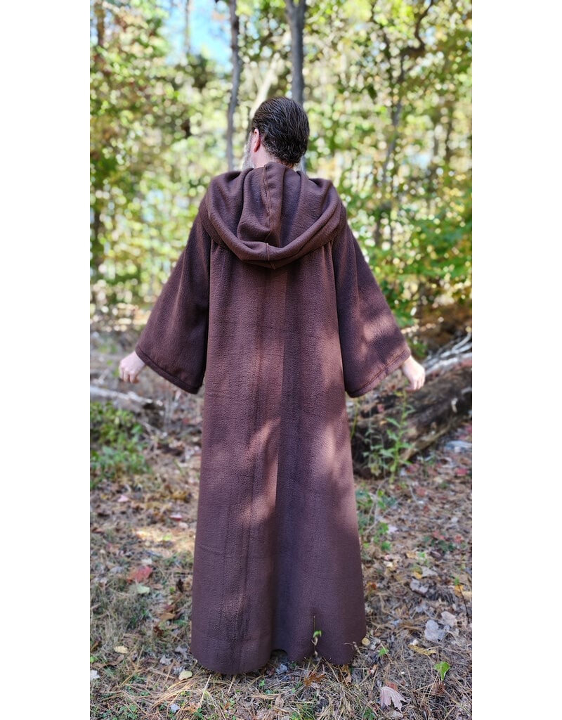 Cloakmakers.com R567-Washable Brown Fleece Robe w/ Hook & Eye Closure
