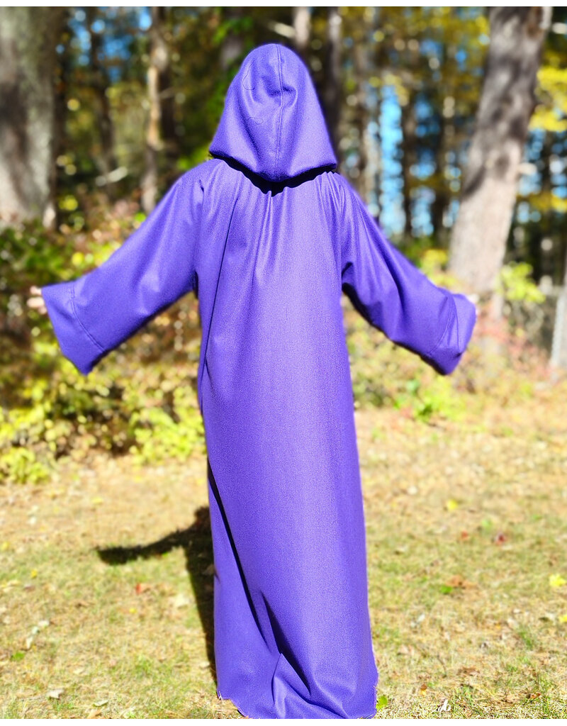 Cloakmakers.com R568-Purple Wool Blend Robe w/ Black Velvet Hood Lining & Silver Toned Clasp