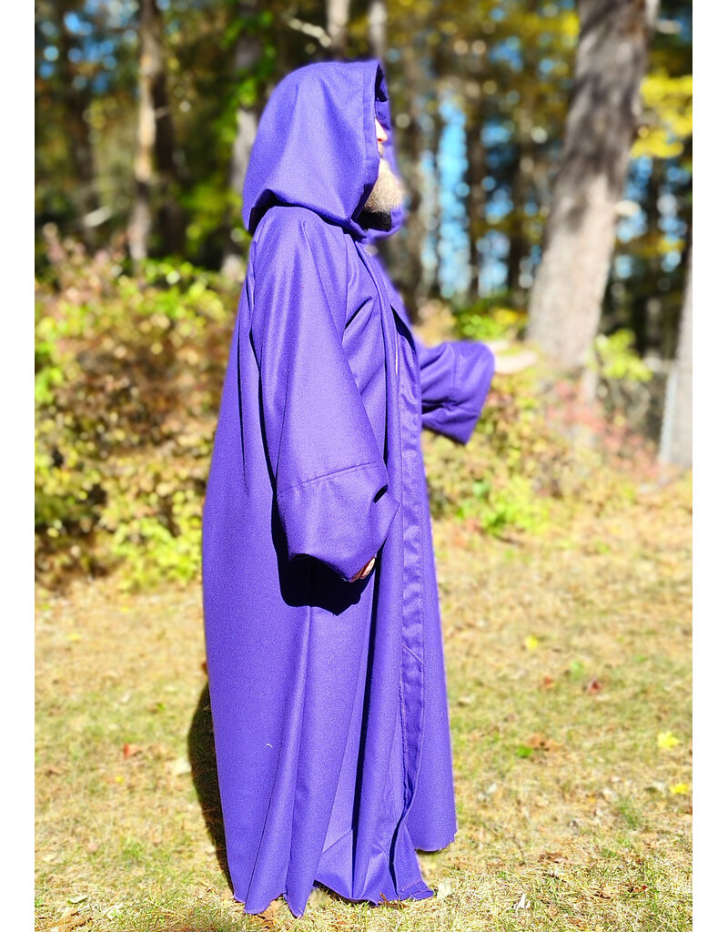 Cloakmakers.com R568-Purple Wool Blend Robe w/ Black Velvet Hood Lining & Silver Toned Clasp