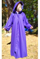 Cloakmakers.com R568-Purple Wool Blend Robe w/ Black Velvet Hood Lining & Silver Toned Clasp