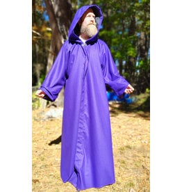 Cloakmakers.com R568-Purple Wool Blend Robe w/ Black Velvet Hood Lining & Silver Toned Clasp
