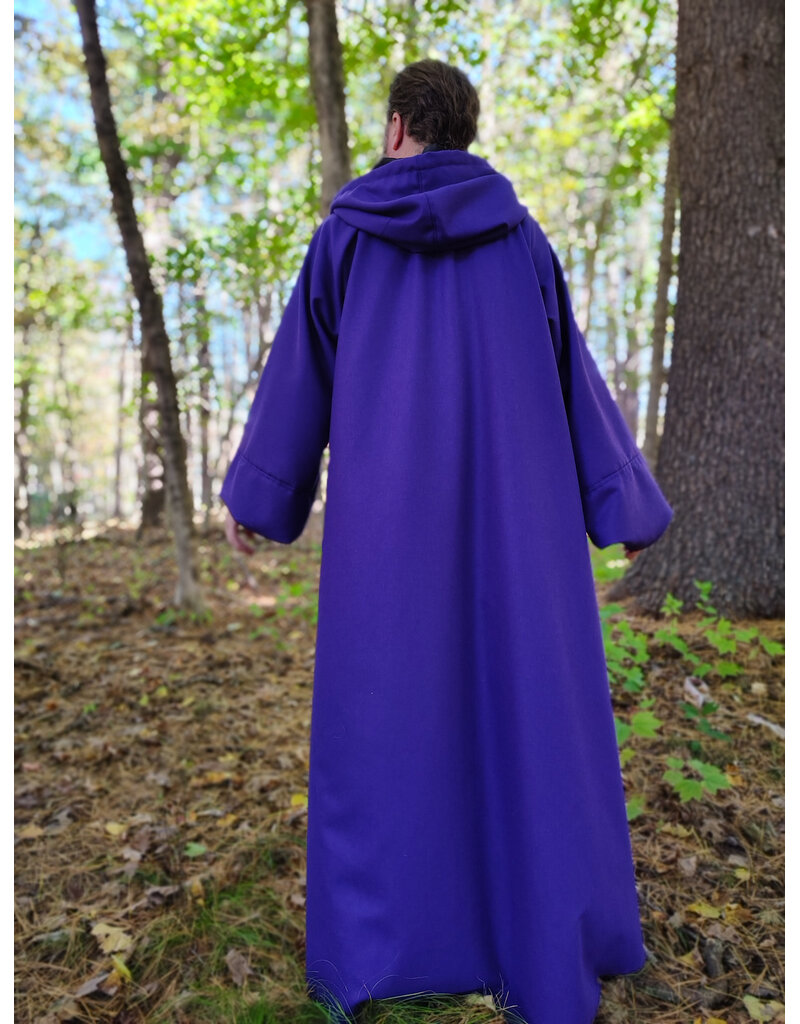 Cloakmakers.com R568-Purple Wool Blend Robe w/ Black Velvet Hood Lining & Silver Toned Clasp