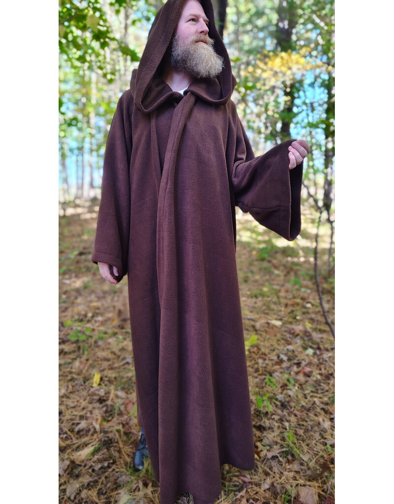 Cloakmakers.com R569-Washable Long Brown Fleece Robe w/ Hook & Eye Closure